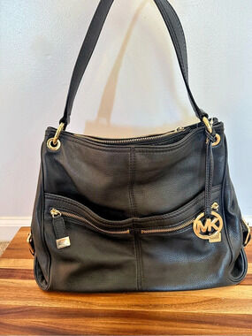 Michael Kors Black Pebbled Leather Hobo Shoulder Bag
